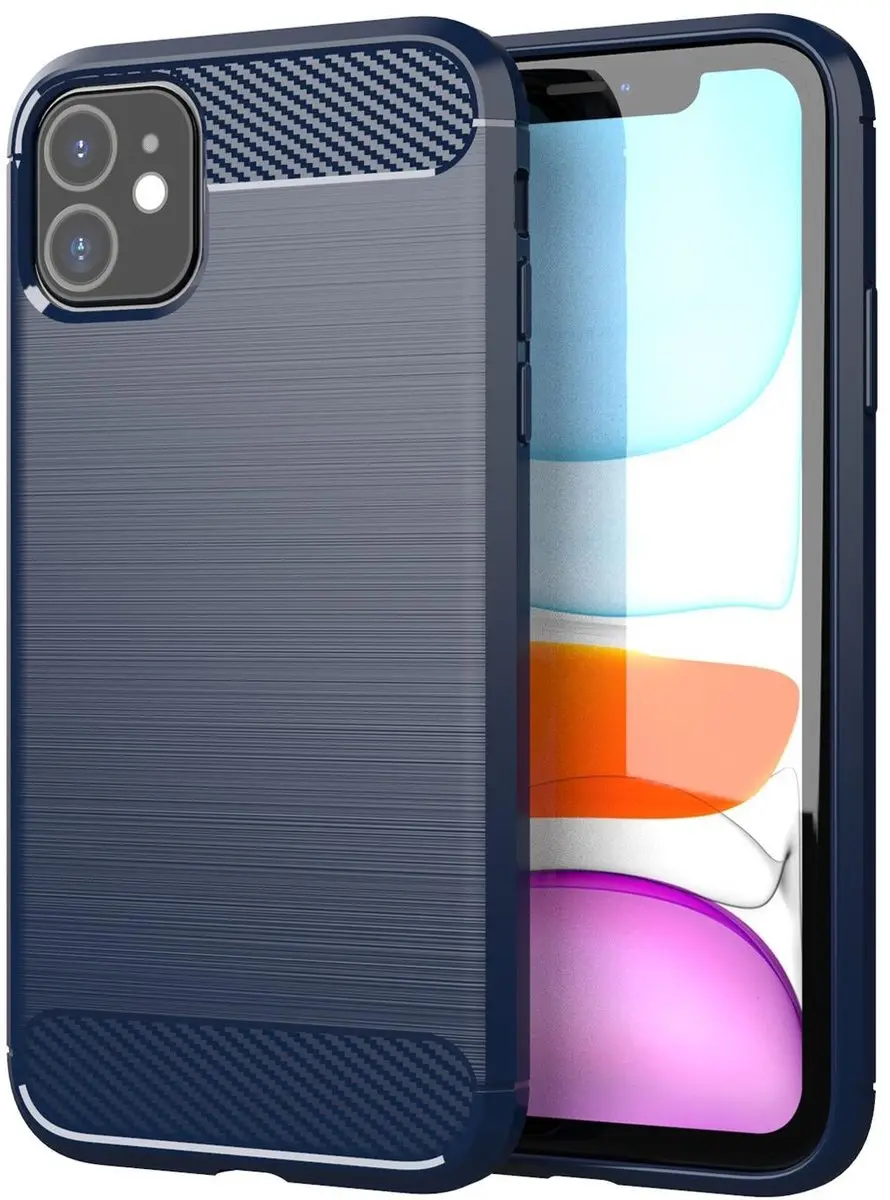 Cadorabo Hoesje geschikt voor Apple iPhone 11 in BRUSHED BLAUW