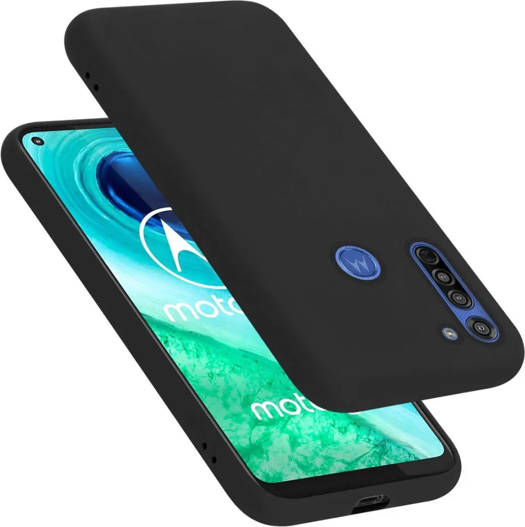 Cadorabo Hoesje geschikt voor Motorola MOTO G8 in LIQUID ZWART