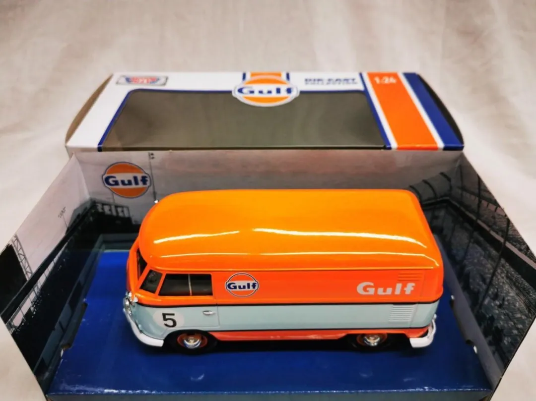 Volkswagen Type 2 T1 Delivery Van #5 Gulf 1:24 - Lichtblauw/Oranje
