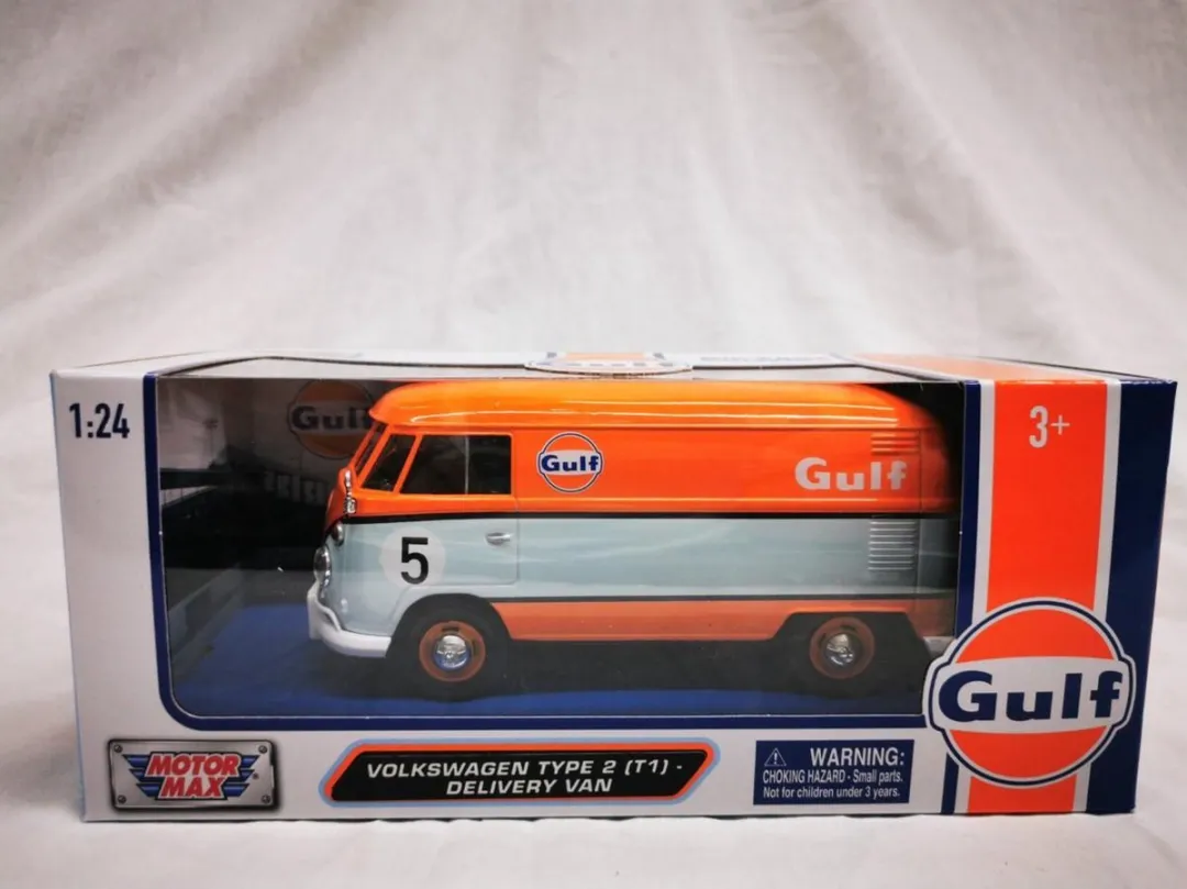 Volkswagen Type 2 T1 Delivery Van #5 Gulf 1:24 - Lichtblauw/Oranje