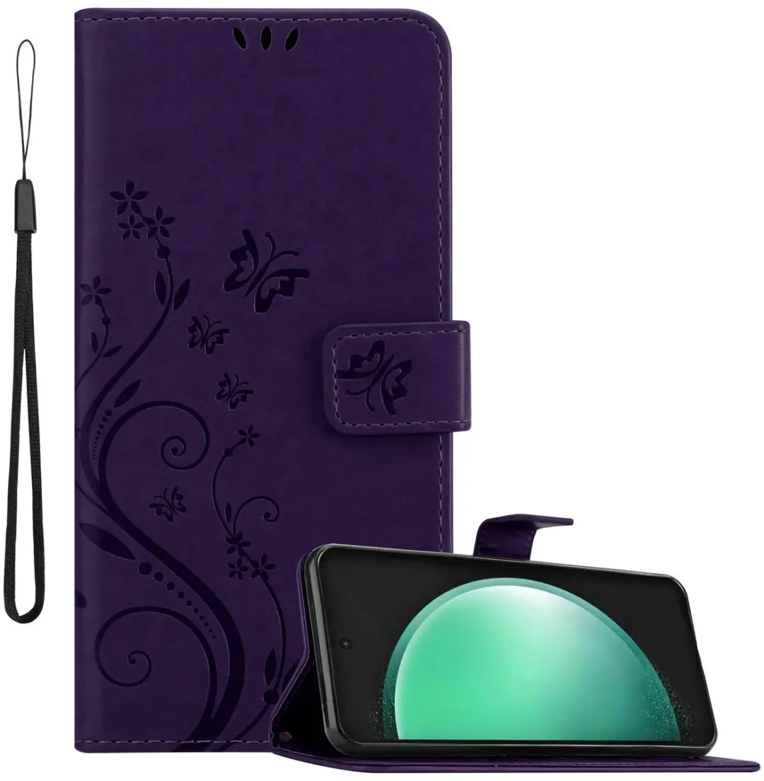 Cadorabo Hoesje geschikt voor Samsung Galaxy S24 FE in BLOEMEN DONKER PAARS