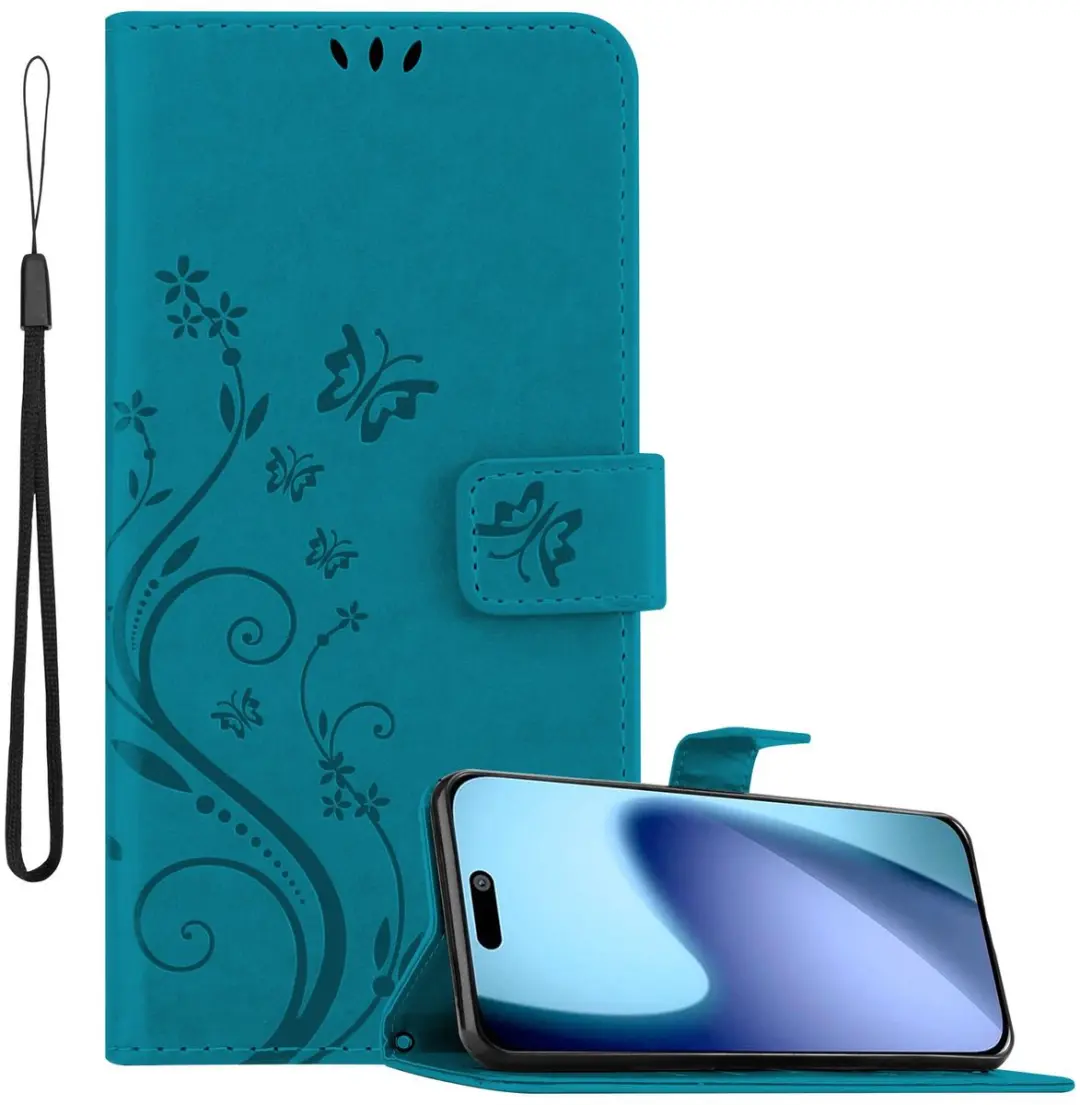 Cadorabo Hoesje geschikt voor iPhone 17 Case in BLOEMEN BLAUW Beschermhoes in bl