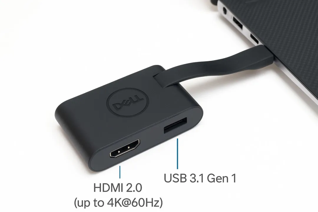 Dell DA20 - USB-C Multiport Adapter - 2-in-1 USB-C adapter - HDMI, en USB-A hub