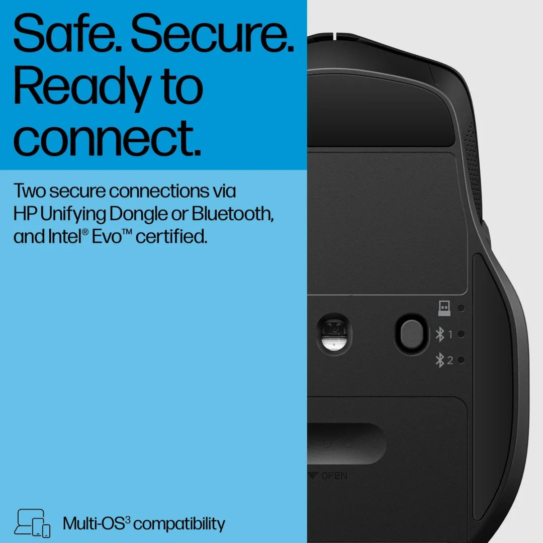 HP 685 - Dual-Muis - 6 knoppen - draadloos - Bluetooth 5.3, 2.4 GHz - USB draadloze ontvanger - zwart