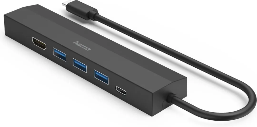 Hama USB 3.2 Gen 1-hub 6 poorten Met snellaadpoort, Met USB-C stekker, Ultra HD-geschikt Zwart