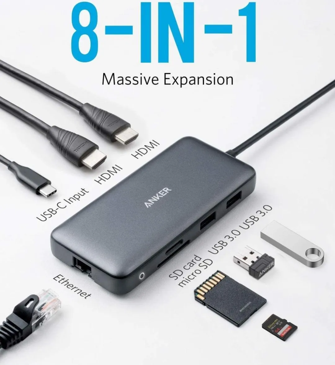 Anker PowerExpand A83800A1 Media Hub - 2x HDMI - Zwart