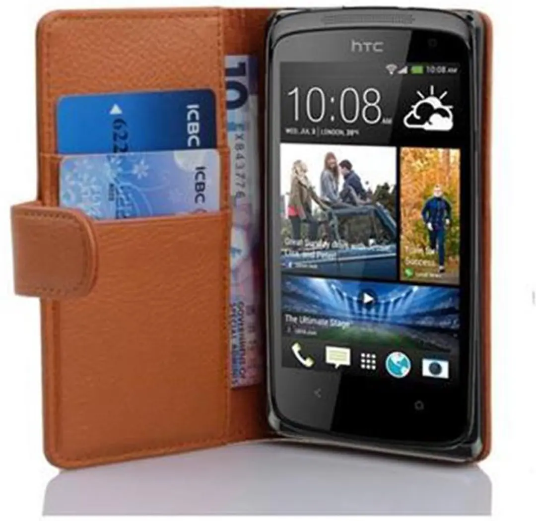 Cadorabo Hoesje geschikt voor HTC Desire 500 in COGNAC BRUIN