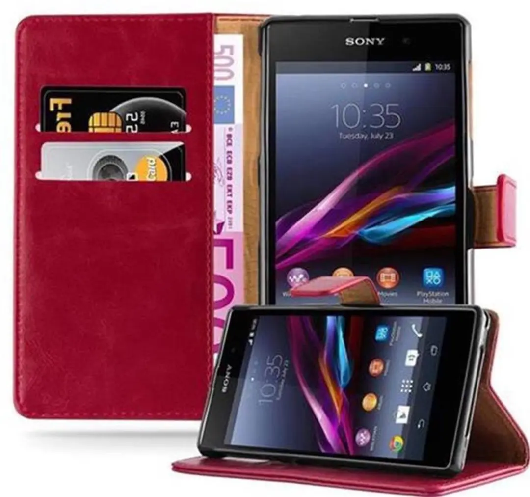 Cadorabo Hoesje geschikt voor Sony Xperia Z1 in WIJN ROOD