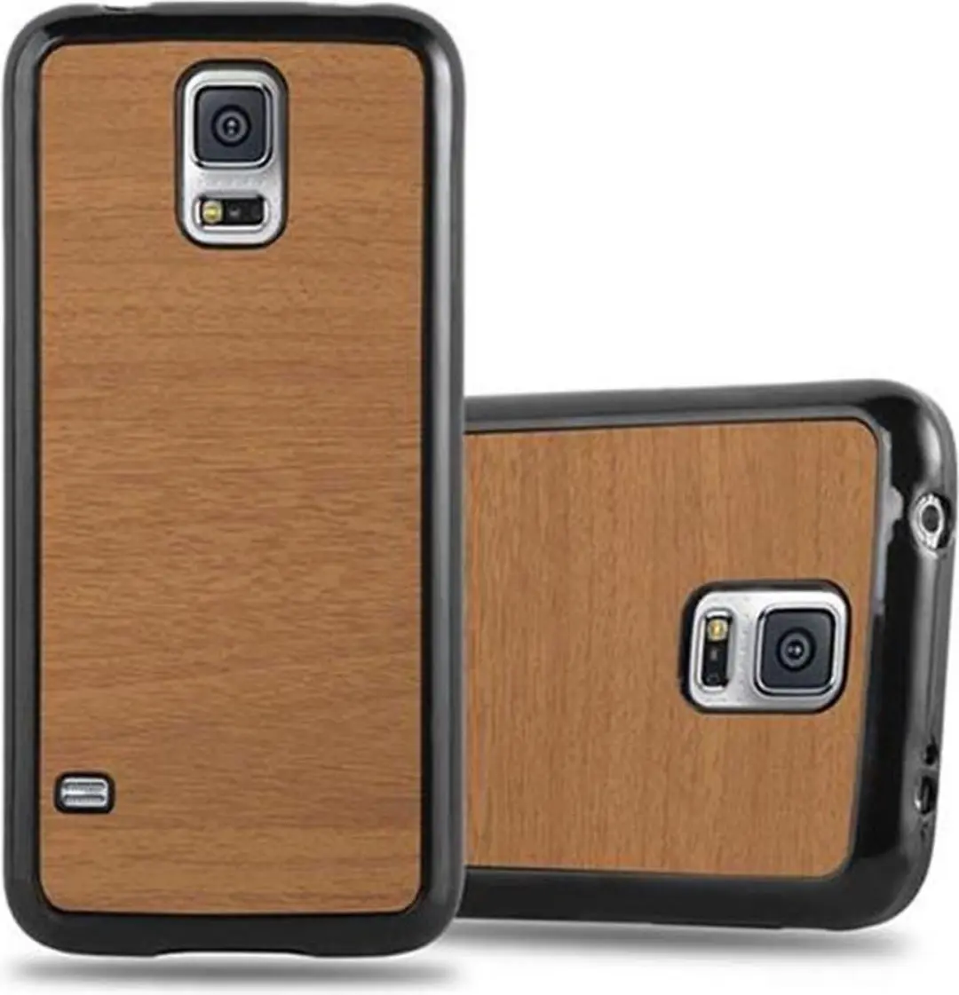 Cadorabo Hoesje geschikt voor Samsung Galaxy S5 / S5 NEO in WOODEN BRUIN