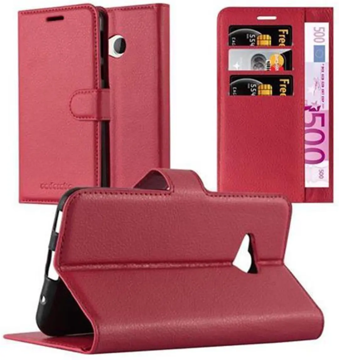 Cadorabo Hoesje geschikt voor HTC U PLAY in KARMIJN ROOD - Beschermhoes met magnetische sluiting, standfunctie en kaartvakje Book Case Cover Etui