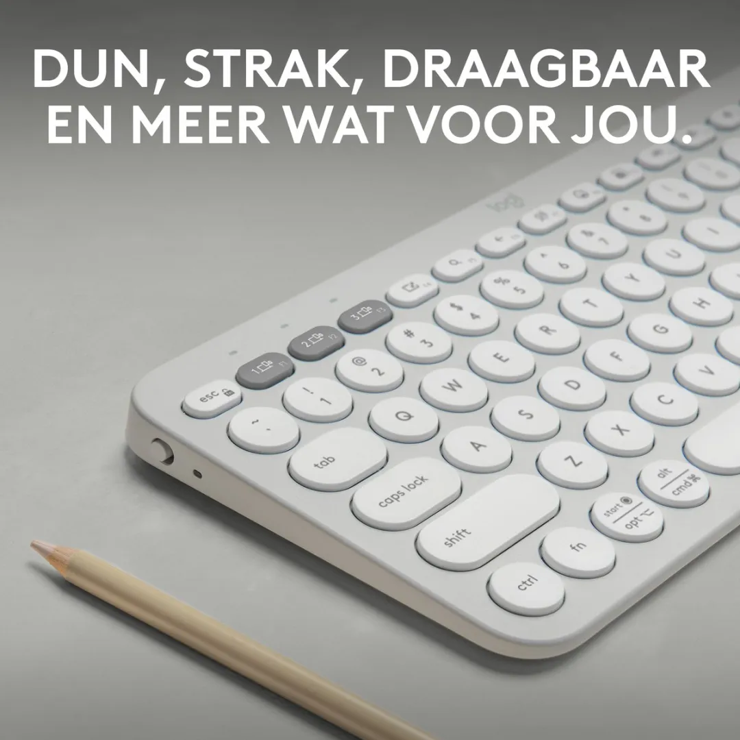 Logitech Pebble Keys 2 K380s - Draadloos Toetsenbord - Bluetooth - Qwerty - White