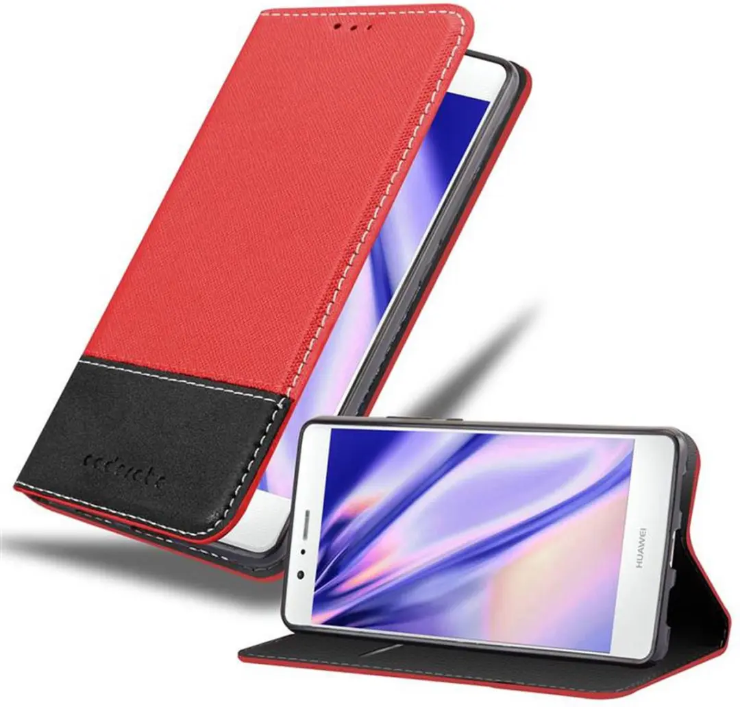 Cadorabo Hoesje geschikt voor Huawei P9 LITE 2016 / G9 LITE in ROOD ZWART