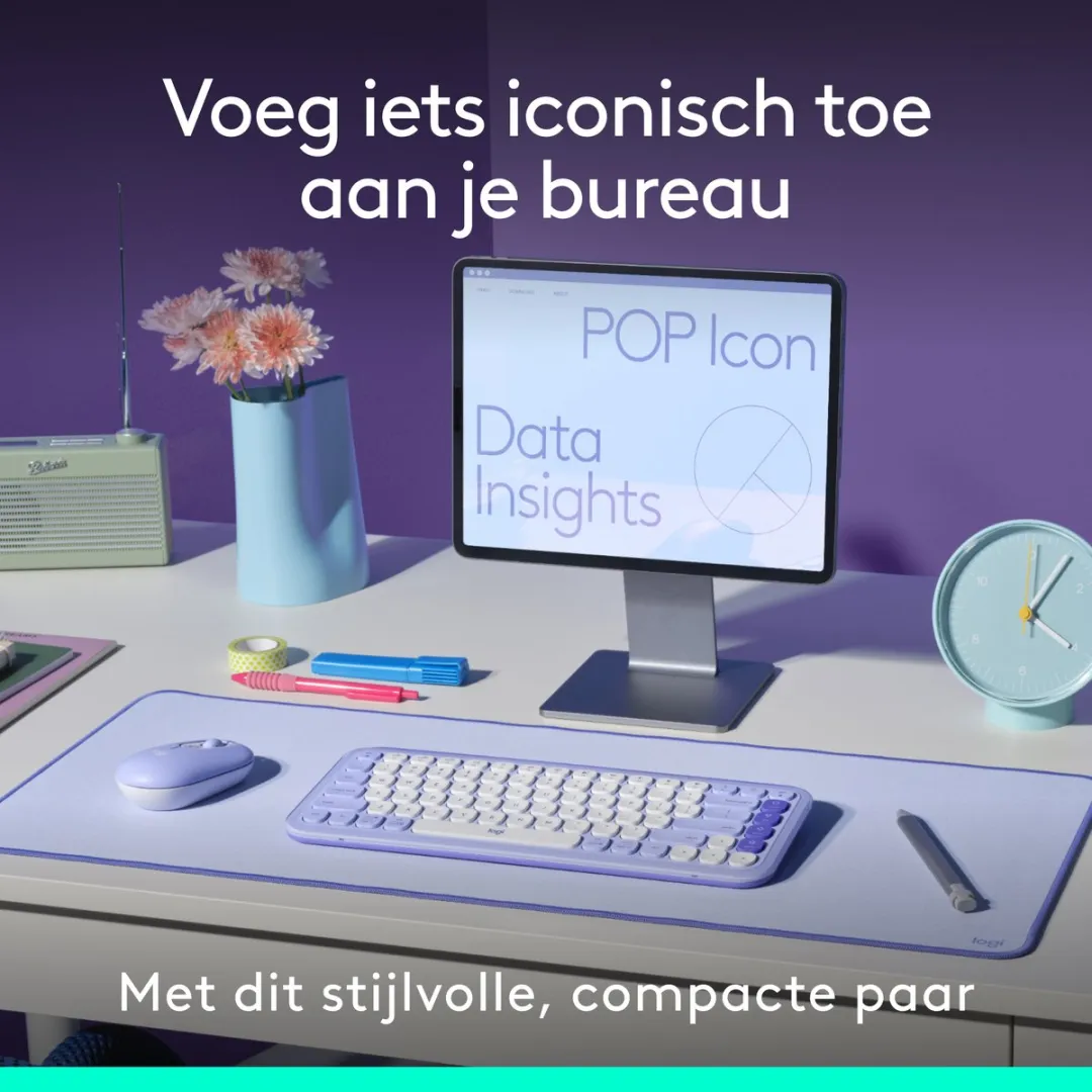 Logitech POP Icon Combo Toetsenbord & Muis - Lila