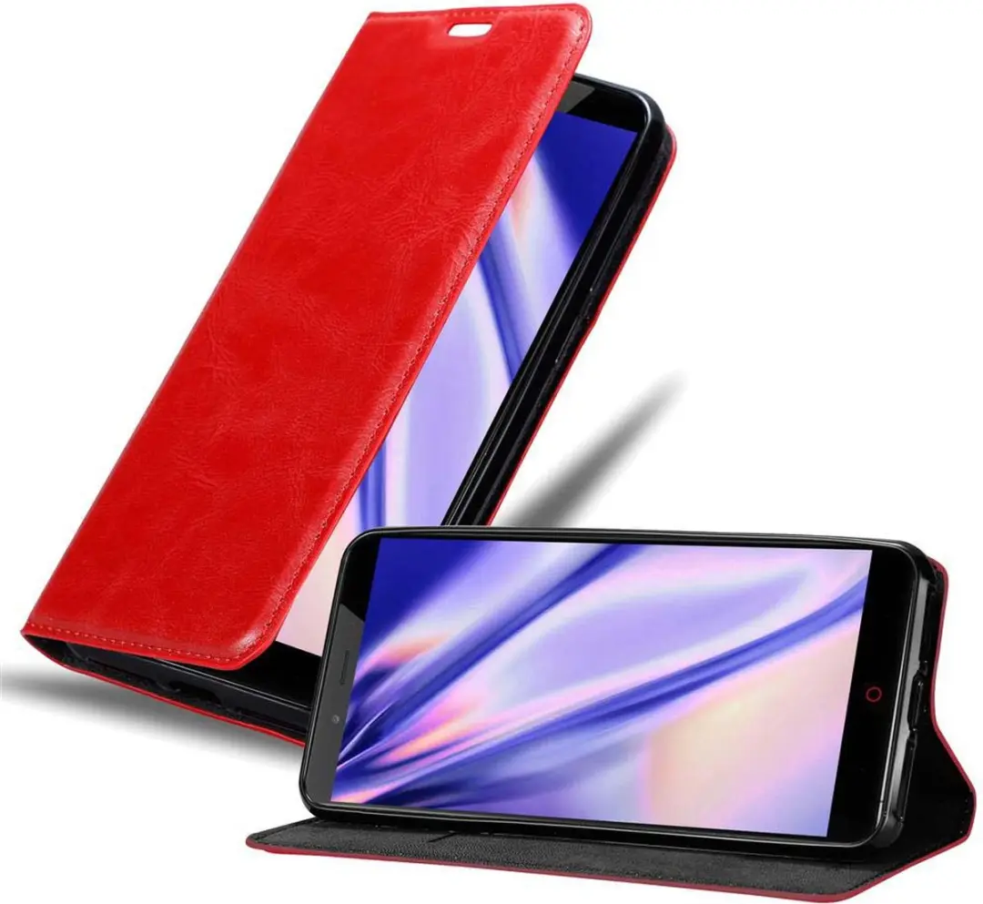 Cadorabo Hoesje geschikt voor ZTE Nubia Z11 MAX in APPEL ROOD - Beschermhoes met magnetische sluiting, standfunctie en kaartvakje Book Case Cover Etui