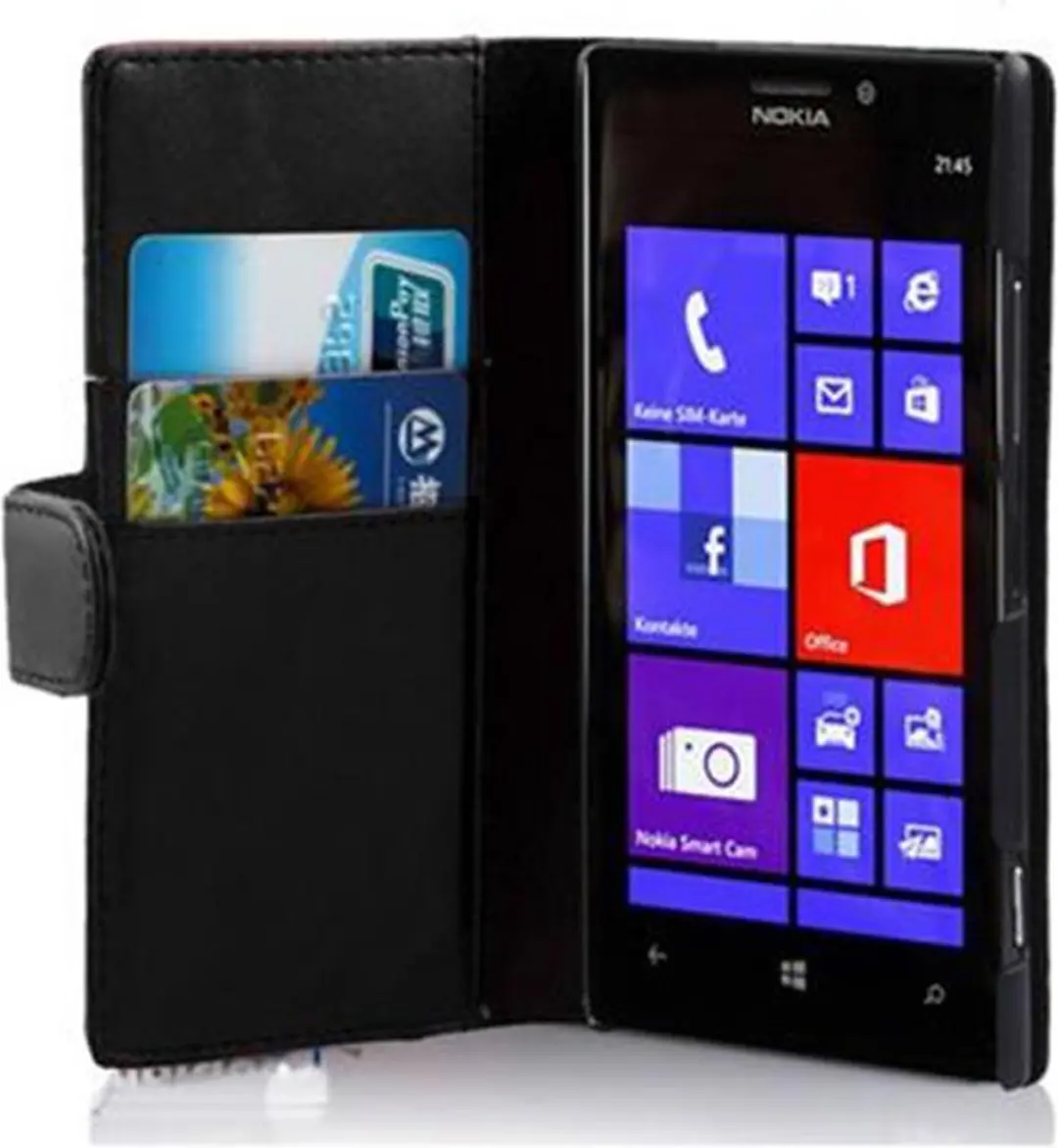 Cadorabo Hoesje geschikt voor Nokia Lumia 925 in KAVIAAR ZWART