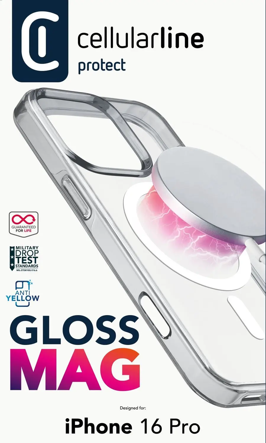 Cellularline Gloss Mag Hoesje iPhone 16 Pro - Transparant - afbeelding 4 van 6
