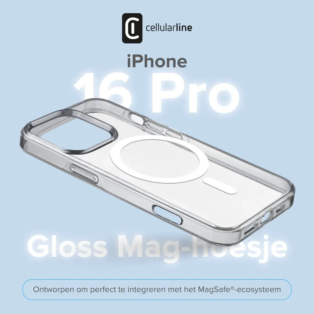 Cellularline Gloss Mag Hoesje iPhone 16 Pro - Transparant - afbeelding 6 van 6