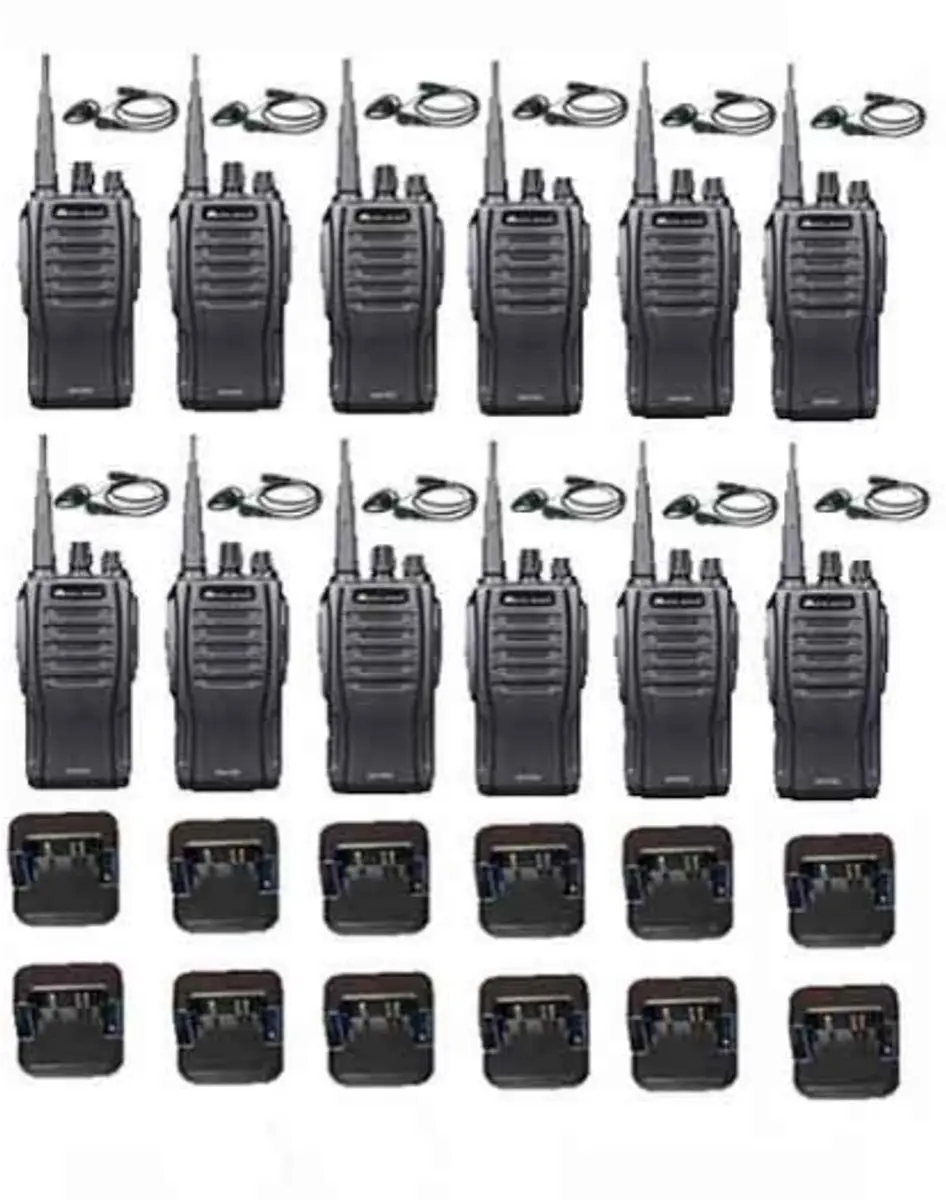 Set van 12 Midland G10 Pro Portofoon met tafellader en D-shape oortje