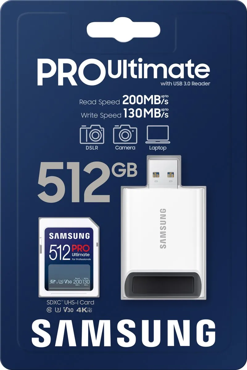 Samsung PRO Ultimate SD Kaart 512GB - 200/130 MB/s