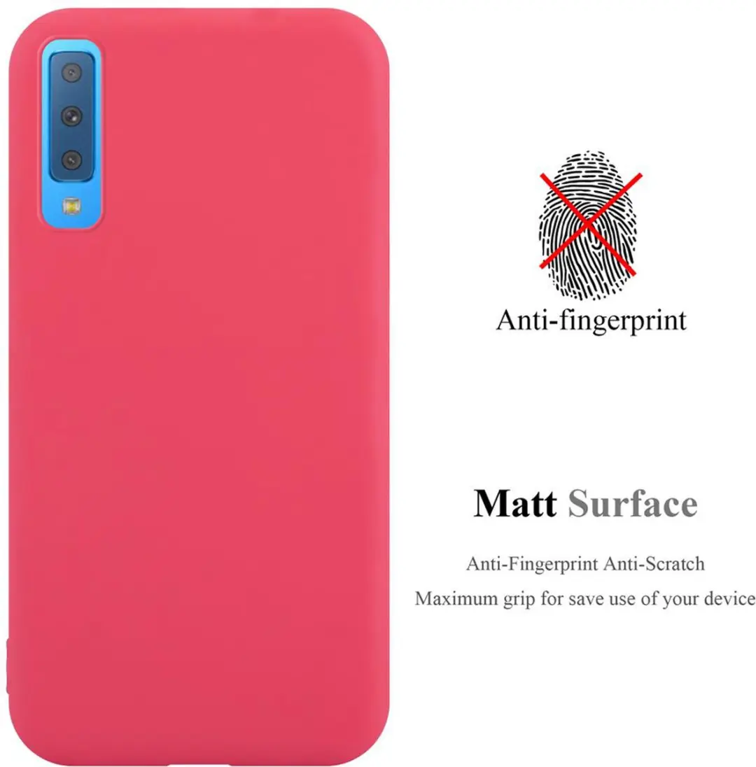 Cadorabo Hoesje geschikt voor Samsung Galaxy A7 2018 in CANDY ROOD