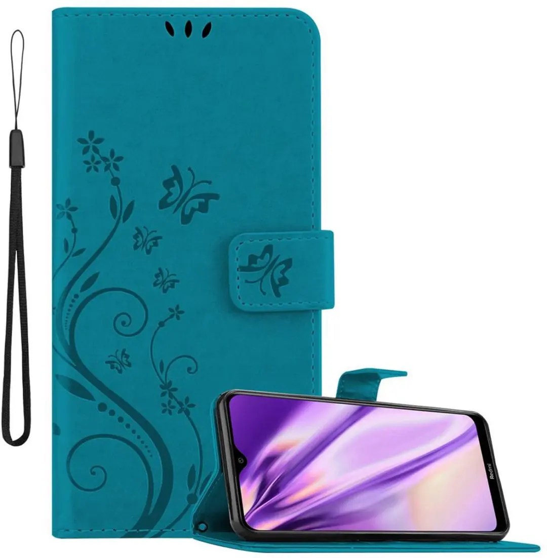 Cadorabo Hoesje geschikt voor Xiaomi RedMi 8A in BLOEMEN BLAUW