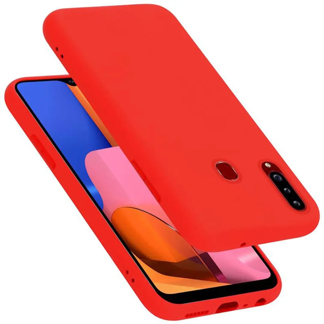 Cadorabo Hoesje geschikt voor Samsung Galaxy A20s in LIQUID ROOD