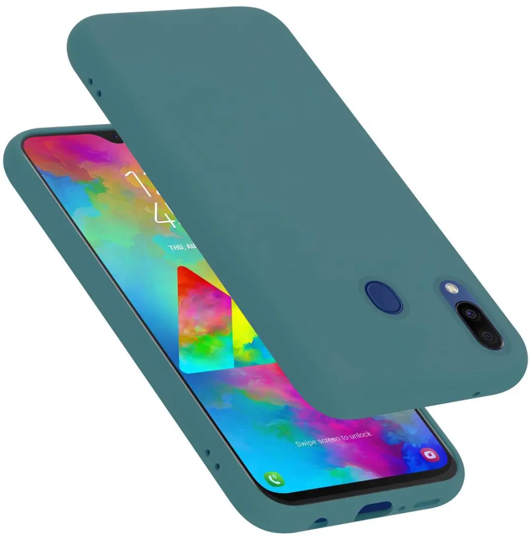 Cadorabo Hoesje geschikt voor Samsung Galaxy M20 in LIQUID GROEN