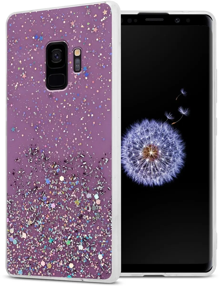 Cadorabo Hoesje geschikt voor Samsung Galaxy S9 in Paars met Glitter