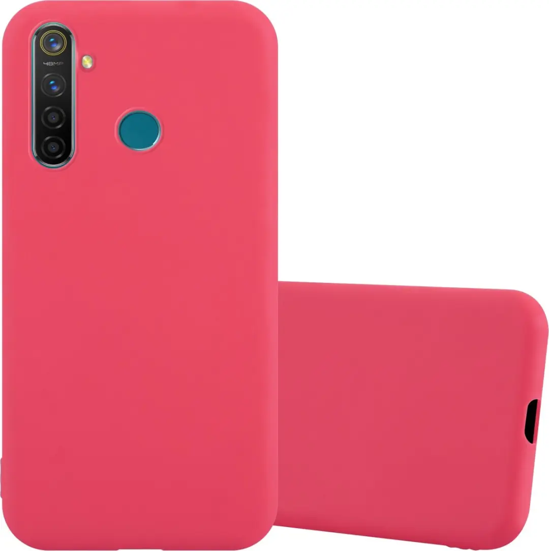 Cadorabo Hoesje geschikt voor Realme 5 PRO / Realme Q in CANDY ROOD