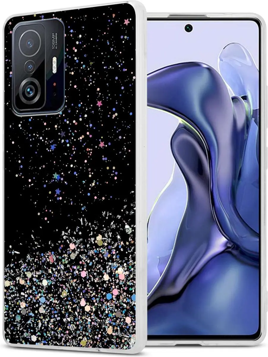 Cadorabo Hoesje geschikt voor Xiaomi 11T / 11T PRO in Zwart met Glitter