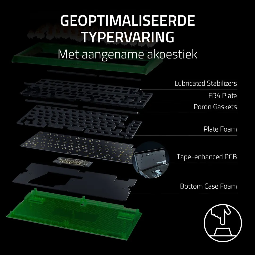 Razer BlackWidow V4 RZ03-05003300-R3M1 Gaming Toetsenbord - 75% - Phantom Green