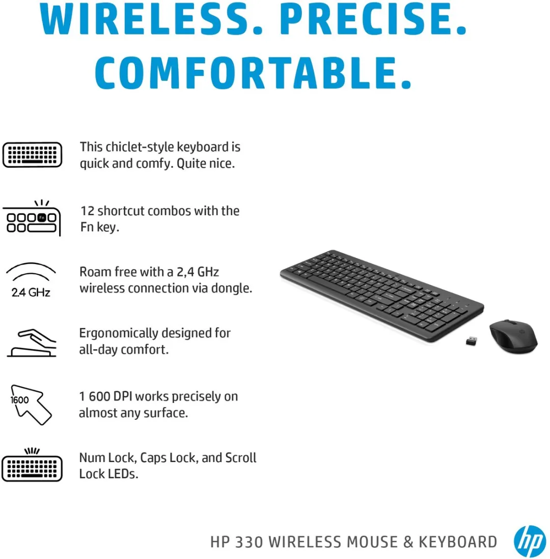 HP 330 - Draadloos Toetsenbord en Muis - Qwerty - Zwart