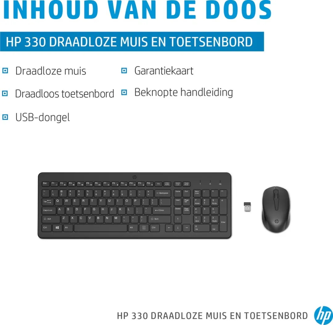 HP 330 - Draadloos Toetsenbord en Muis - Qwerty - Zwart
