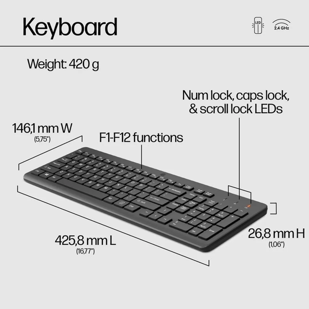 HP 330 Draadloos Toetsenbord & Muis Set - Zwart - afbeelding 6 van 6
