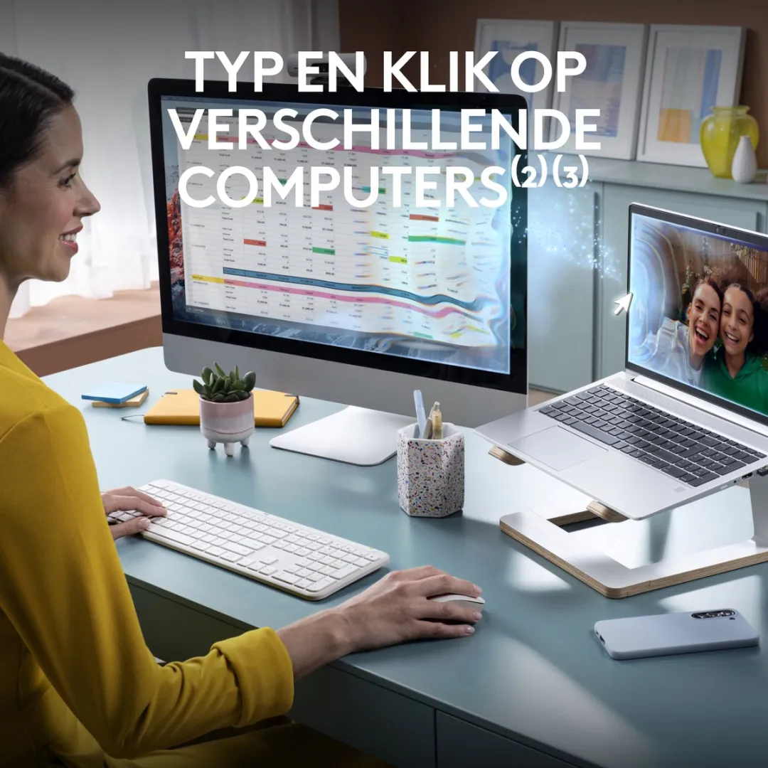 Logitech MK950 Signature Slim Combo - Draadloos Toetsenbord & Muis 920-012491 - Off White
