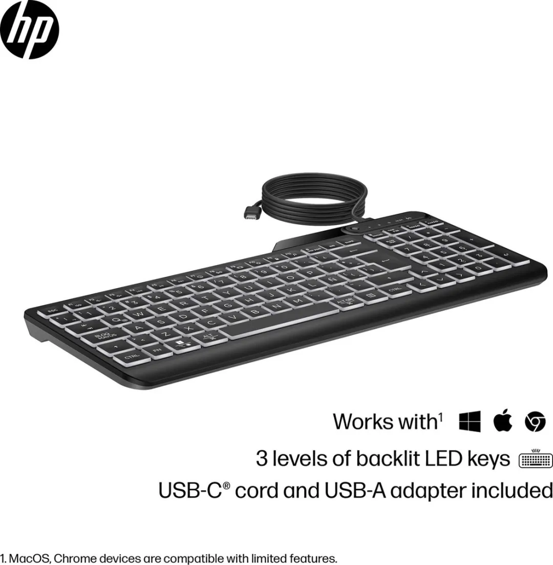 HP 400 Backlit Toetsenbord - QWERTY - 7N7C0AA#ABB - Zwart