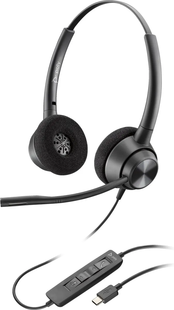 HP POLY EncorePro 320 USB Headset - Zwart