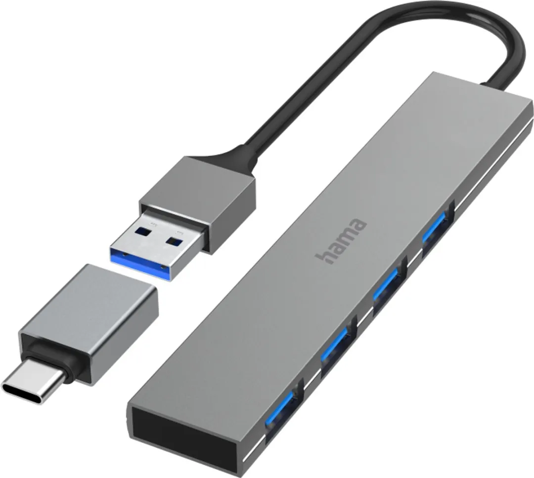 Hama Ultra Slim 00200141 USB-hub 4x USB-A 3.2 - Grijs