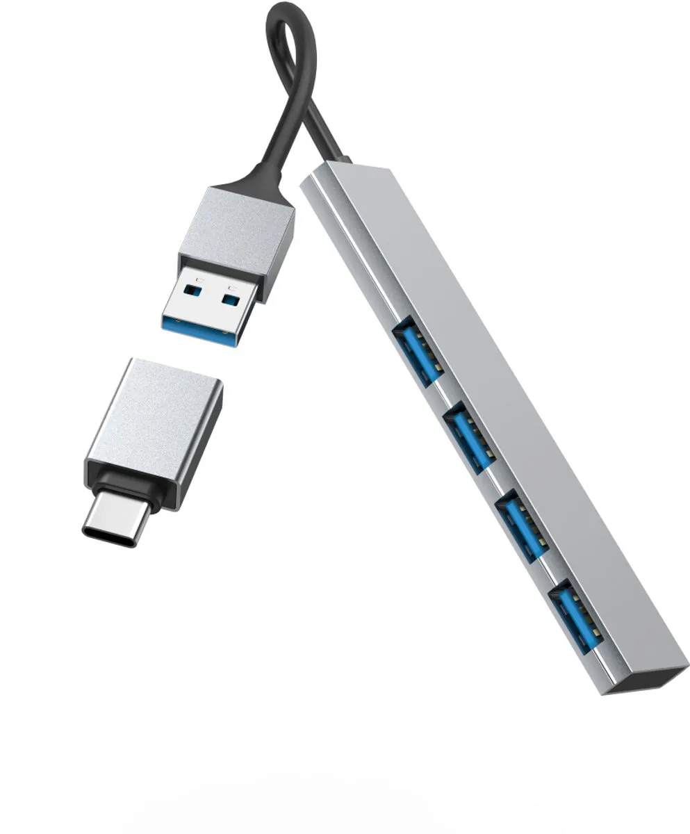 Hama Ultra Slim 00200141 USB-hub 4x USB-A 3.2 - Grijs