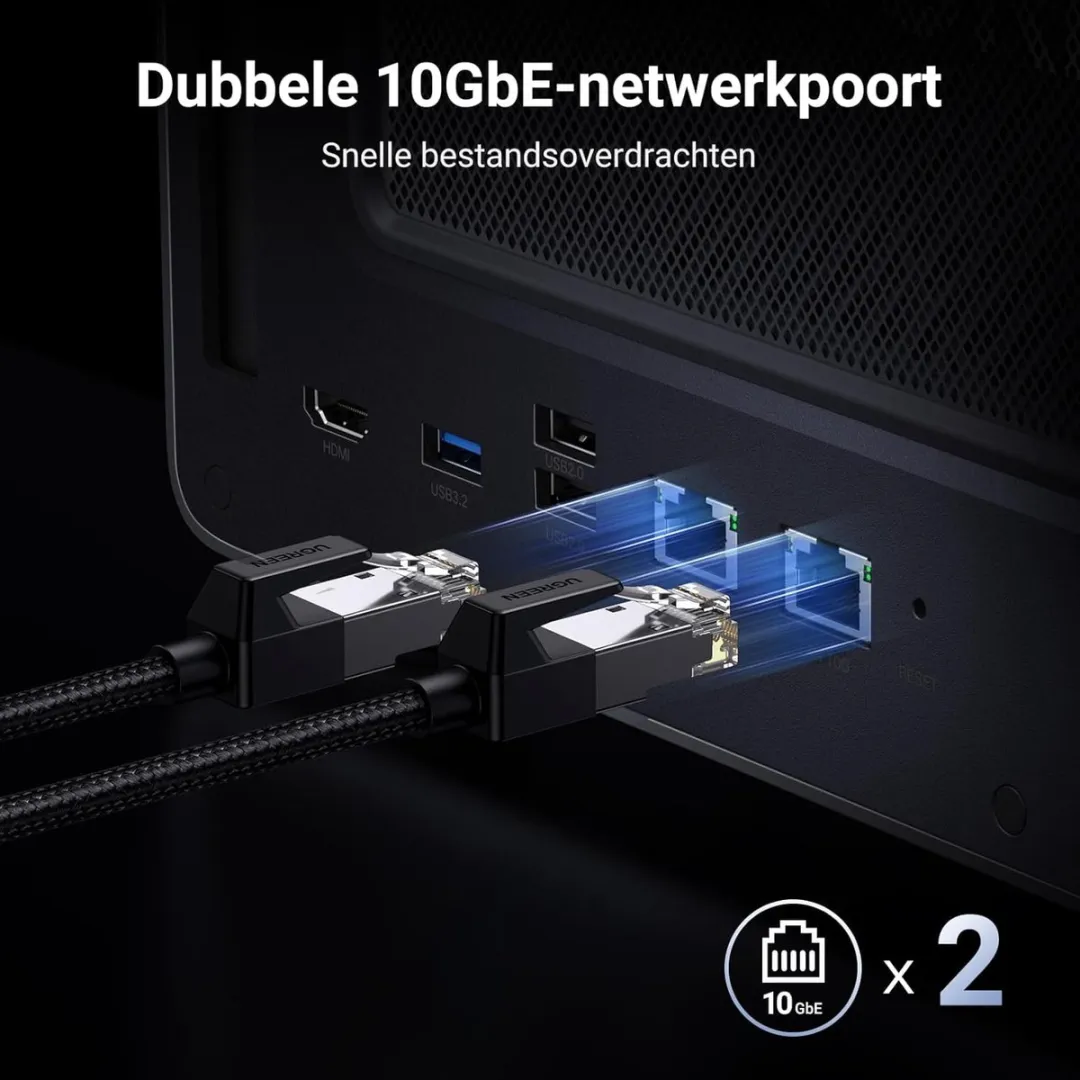 UGREEN NASync DXP8800 Plus 8-Bay Desktop NAS, Intel i5 1235u 10-Core CPU, 8GB DDR5 RAM, 128GB SSD, 2 * 10GbE, 2 * M.2 NVMe-aansluitingen, 8K HDMI, 2 * TBT4, Network Attached Storage (schijfloos)