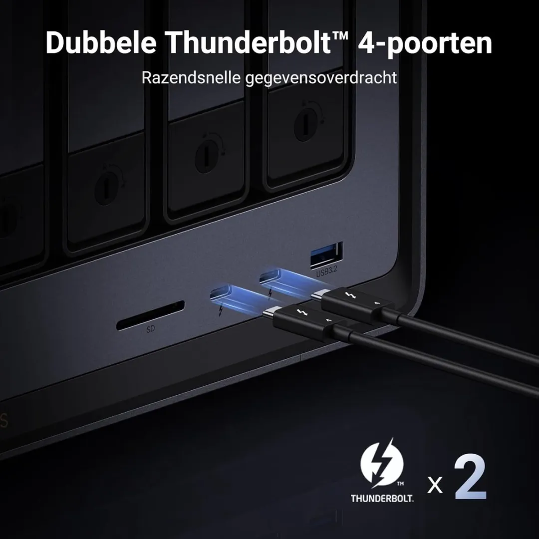 UGREEN NASync DXP8800 Plus 8-Bay Desktop NAS, Intel i5 1235u 10-Core CPU, 8GB DDR5 RAM, 128GB SSD, 2 * 10GbE, 2 * M.2 NVMe-aansluitingen, 8K HDMI, 2 * TBT4, Network Attached Storage (schijfloos)