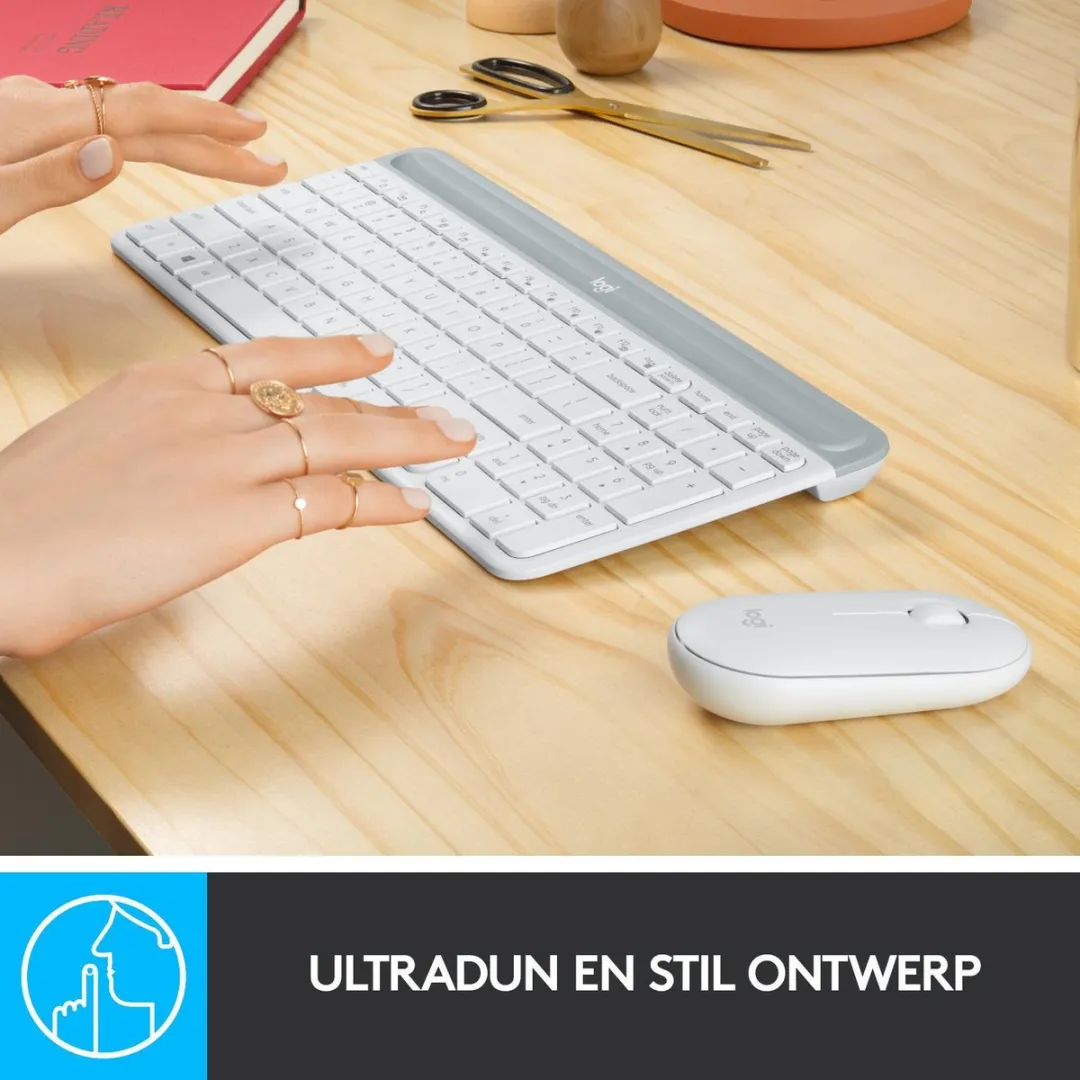 Logitech MK470 Slim Combo - Draadloos Toetsenbord en Muis Wit
