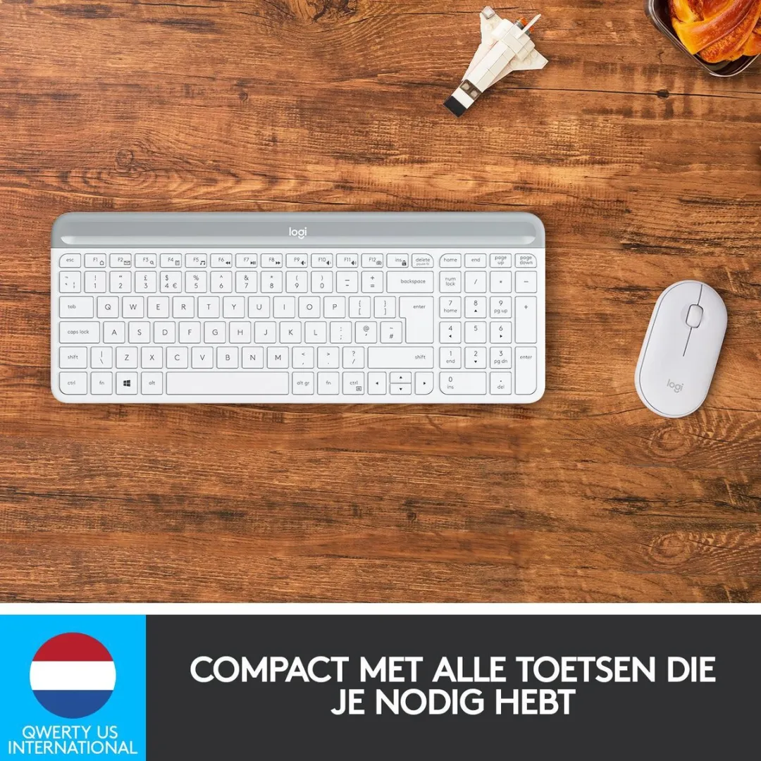 Logitech MK470 Slim Combo - Draadloos Toetsenbord en Muis Wit