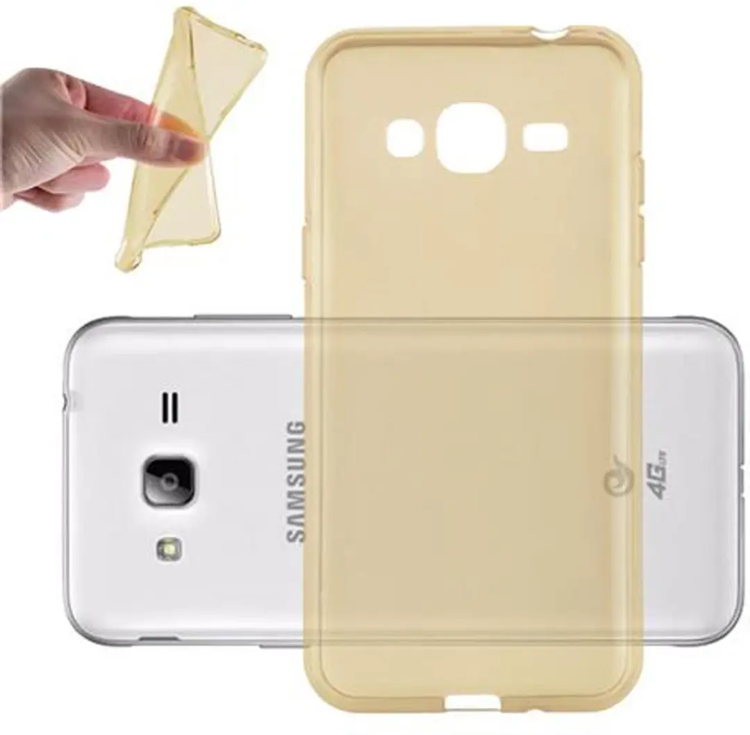 Cadorabo Hoesje geschikt voor Samsung Galaxy J3 2016 in TRANSPARANT GOUD