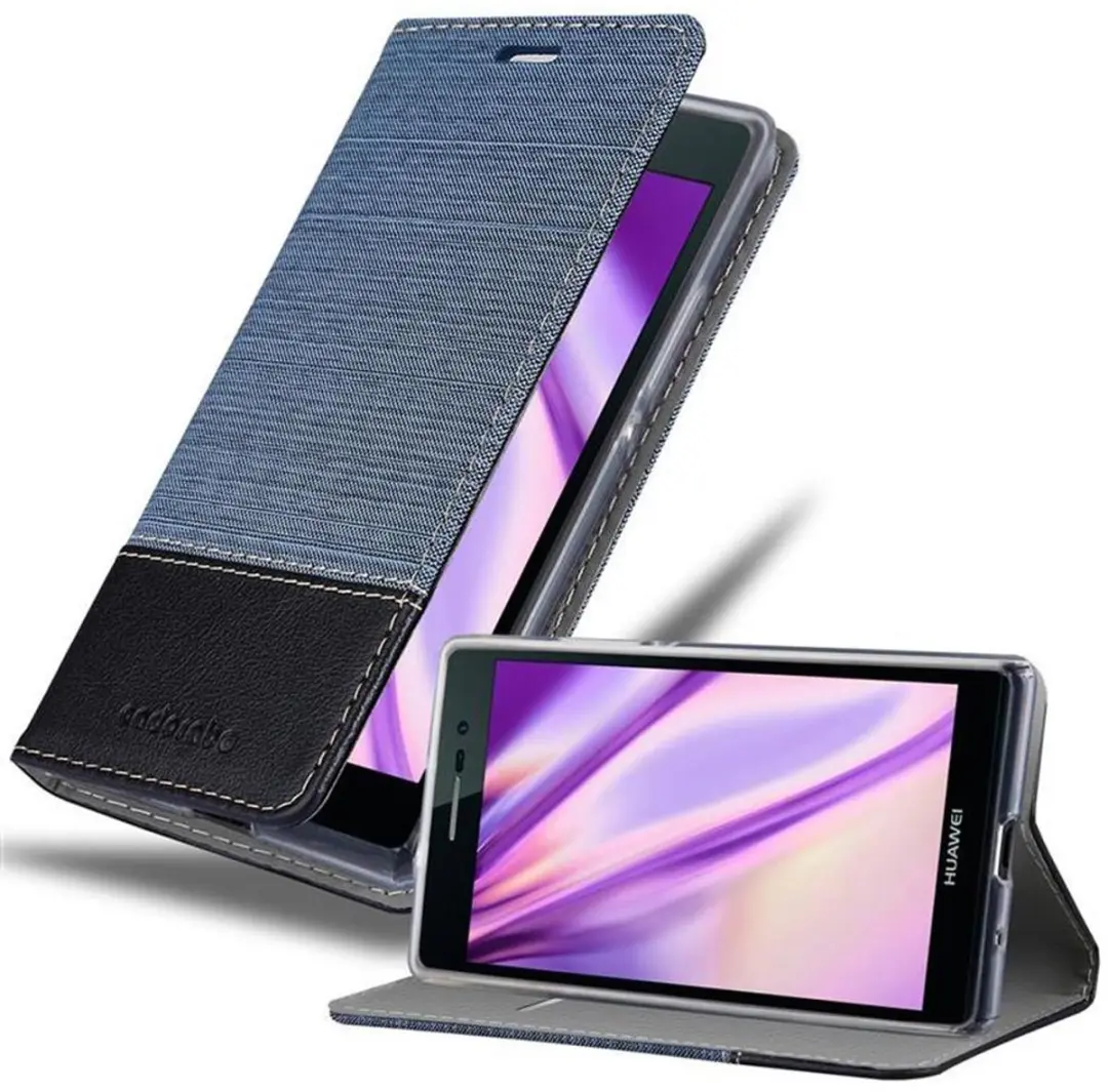 Cadorabo Hoesje geschikt voor Huawei ASCEND P7 in DONKERBLAUW ZWART