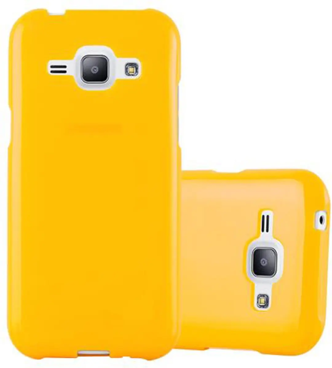 Cadorabo Hoesje geschikt voor Samsung Galaxy J1 2015 in JELLY GEEL