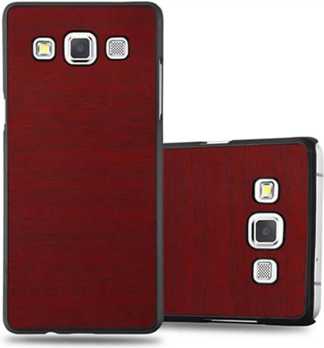 Cadorabo Hoesje geschikt voor Samsung Galaxy A5 2015 in WOODY ROOD - Hard Case Cover beschermhoes in houtlook tegen krassen en stoten