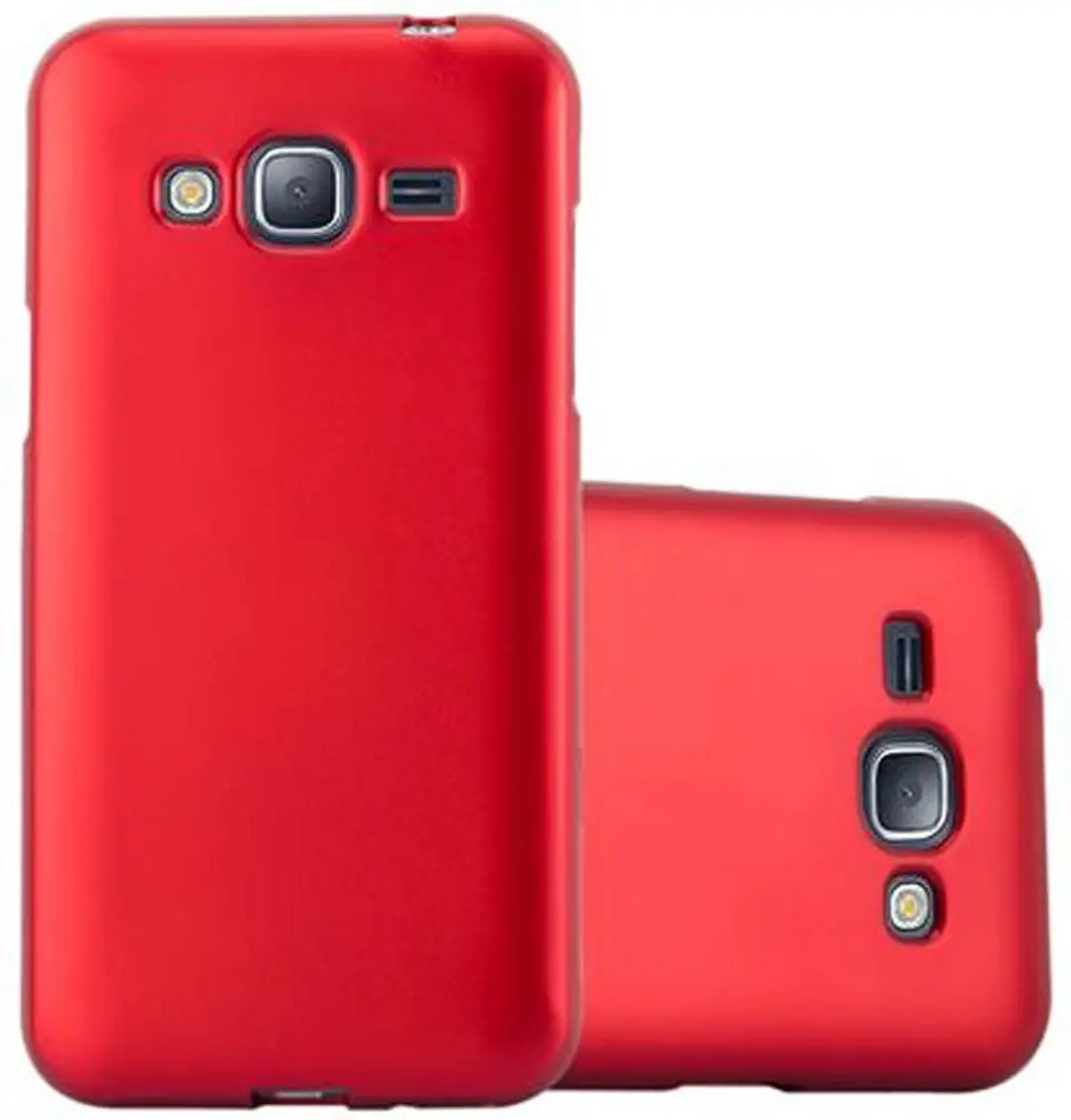 Cadorabo Hoesje geschikt voor Samsung Galaxy J3 2016 in METALLIC ROOD