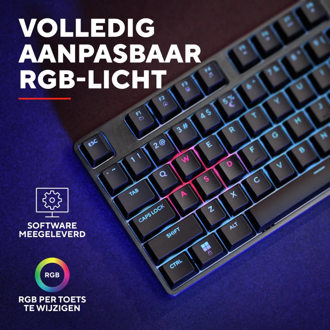 Trust GXT 864 Cada Mechanisch Gaming Toetsenbord - Tactile Switches - RGB - Zwart - afbeelding 6 van 6