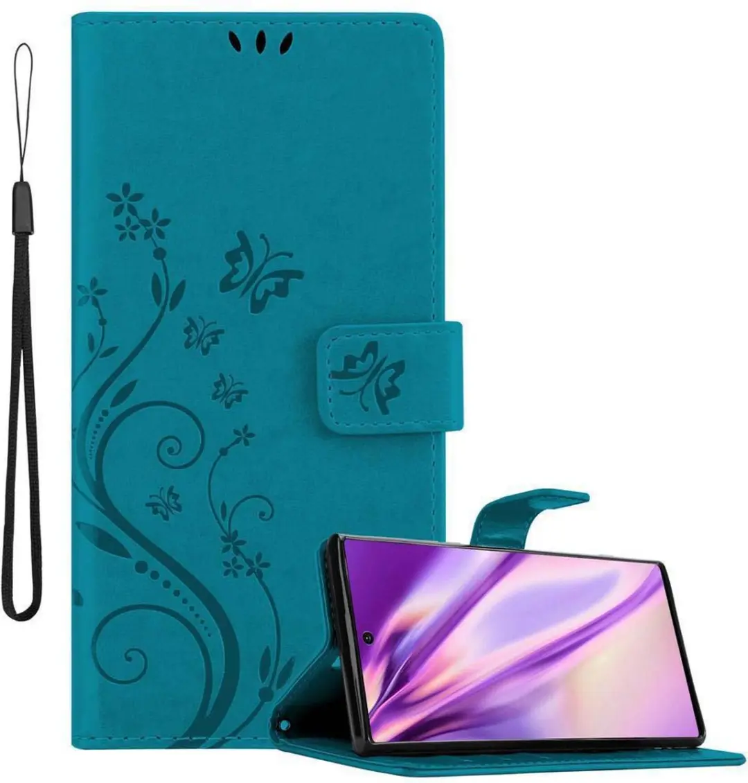 Cadorabo Hoesje geschikt voor Samsung Galaxy NOTE 10 in BLOEMEN BLAUW